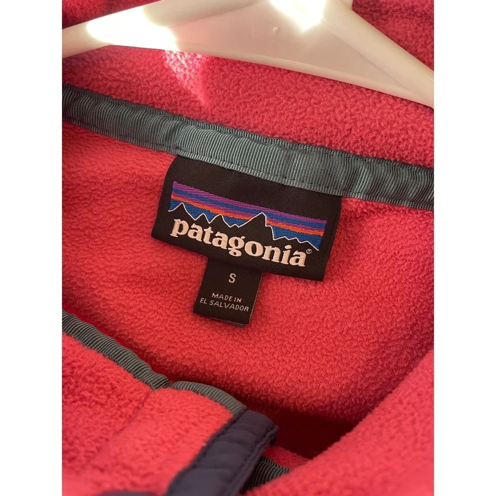 Patagonia Fleece Pullover Snap Size S Pink Blue Trim‎ Women Worn Wear - Picture 3 of 7